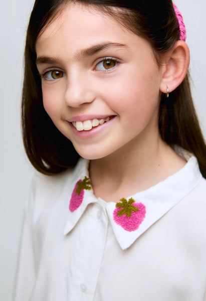 CAMICIA FRAGOLE RICAMATE